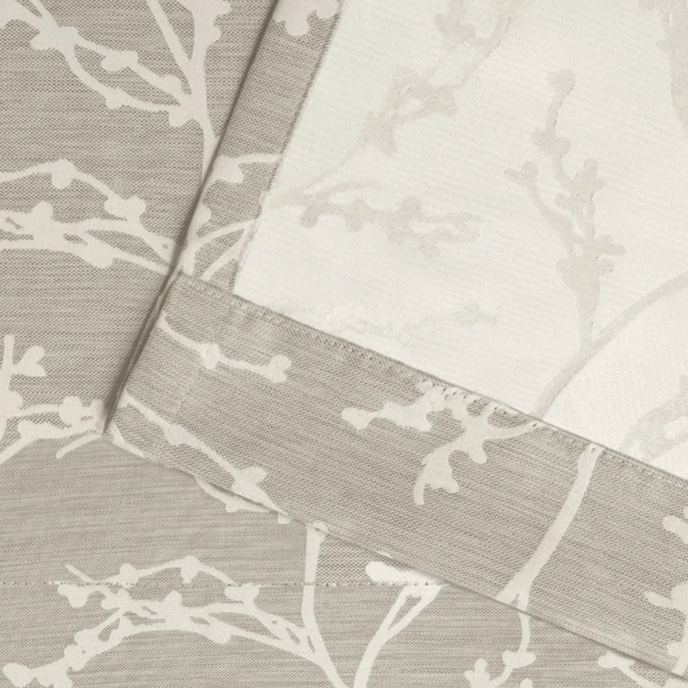 Bellicent Floral Dove Gray Curtains - 4 panels, 52” x 63” - Picture 2 of 3